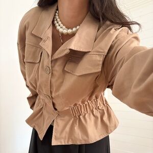 Melloday cinched waist denim jacket